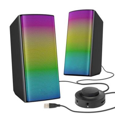 Imagem de Caixa De Som Bluetooth Cartão Sd USB Pc Notebook Celular Rgb Colorido 