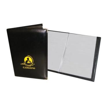 Imagem de Kit 5 Pasta Cardápio Em material sintético Luxo Tamanho A4 Com 4 Bolsa