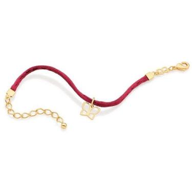 Imagem de Pulseira banhado ouro 3x 24k 18k e 22k feminina infantil fio seda rosa