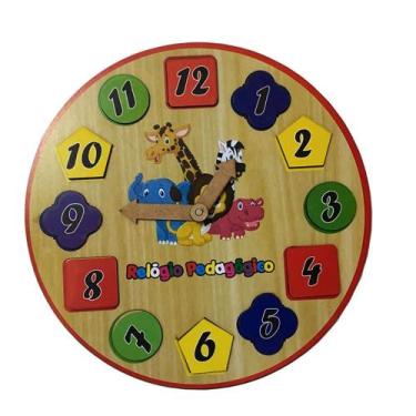 Imagem de Brinquedo Infantil Relógio Pedagógico De Encaixe Em Madeira - Tralalá