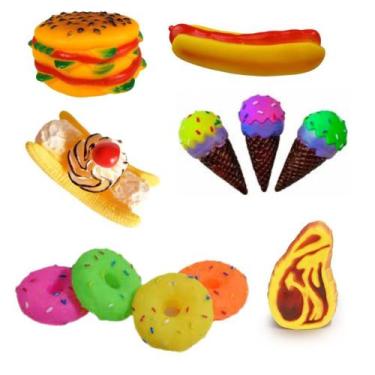 Imagem de Kit 6 Brinquedos Para Cães E Gatos - Formatos De Comidas - Nica pet