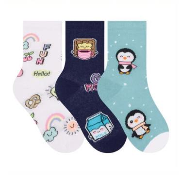 Imagem de Kit 9 Pares De Meias Infantil Unissex Sortidas Algodão Selene 2451, 25