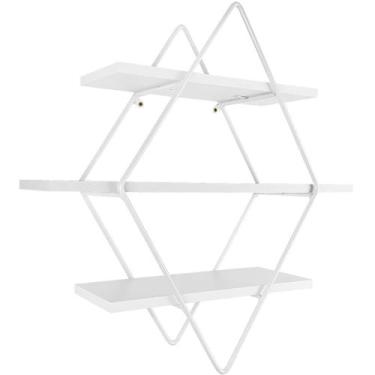 Imagem de Prateleira Tripla Estante Decorativa Livros Quarto Sala Losan Aço MDP 