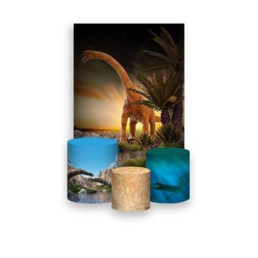 Imagem de Painel De Festa Vertical 1,50 x 2,20 + Trio De Capas Cilindro - Dinoss