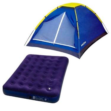 Imagem de Barraca de Camping Tipo Iglu Azul MOR 3 Pessoas Fácil Montagem Sacola 