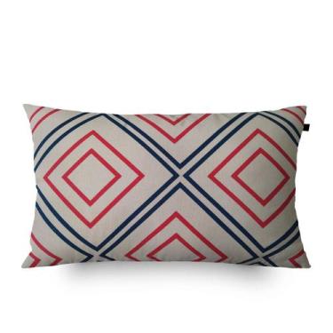 Imagem de Almofada Algodão Retangular Estampada Arad 30x50cm Azul/Vermelho - FAS