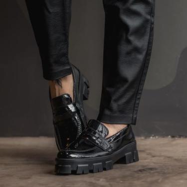 Imagem de Sapato Feminino Mocassim Casual Tratorado Plataforma Blogueira Confort