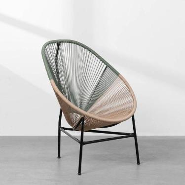 Imagem de Poltrona Acapulco com Estrutura Preta - Fendi e Verde Oliva - Abra Cas