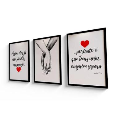 Imagem de Kit quadros decorativos - Mãos dadas, o que Deus uniu - WR HOME DECOR,