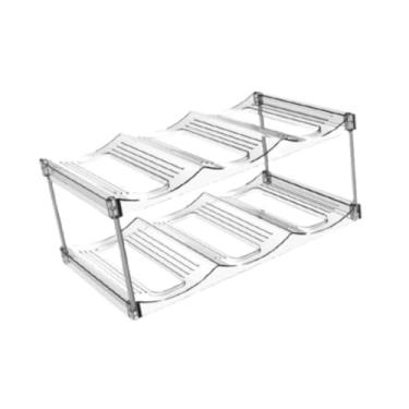 Imagem de Generic Suporte para armazenamento de garrafas, expositor de garrafas de água, fácil de limpar, portátil, organizador de bebidas, suporte para armário de, 2 Níveis