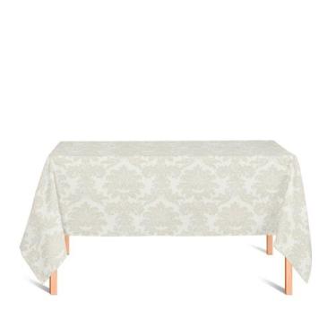 Imagem de Toalha de Mesa Retangular em Tecido Jacquard Palha Crú (Rústico) Medal