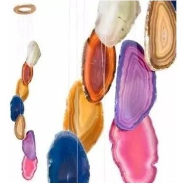 Imagem de Mensageiro Sino Dos Ventos Móbile Ágata Colorida 7 pedras - ToJoia18k