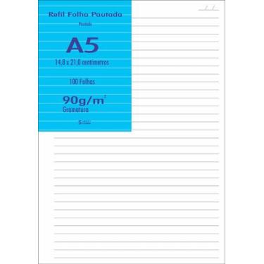Imagem de Papel A5 Offset Branco 90g Pautado 100 Folhas 21x14,8cm A5 - Best