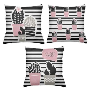 Imagem de Kit 3 Almofadas Cheias Decorativas 40 x 40 Cacto Black - Deluzz