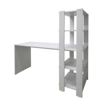 Imagem de Escrivaninha com estante 5 prateleiras - SM - 143AX135LX45P, Branco