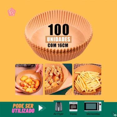 Imagem de Kit 100 Forros Papel P/ Fritadeira Elétrica Filtro Air Fryer - Forro P