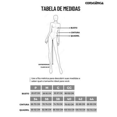 Imagem de Calça Sarja Flare Feminina Cintura Média Básica 22897 Branco - Consciê