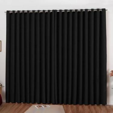 Imagem de Cortina Blackout Em Tecido 4x 2,80m Blecaute Corta Luz Preto - CasaHom