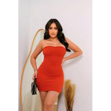 Imagem de Vestido curto feminino coladinho sem alças festas Verão tubinho justo 