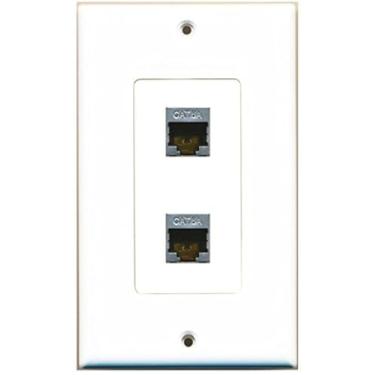 Imagem de Placa de parede RiteAV CAT 6A 2 portas blindada Cat6a 1 gangue decorativa, Branco