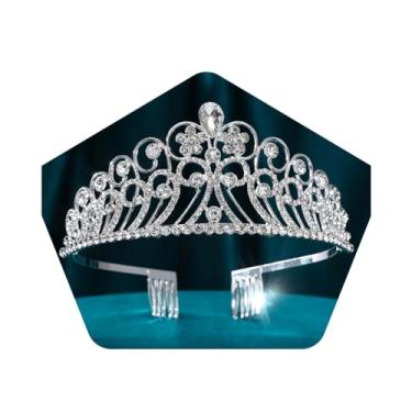 Imagem de Coroa de rainha delicada para mulheres, tiaras de cristal, coroa de princesa com pente para meninas, tiara de noiva real de quinze anos, casamento, baile, concurso, festa de Halloween, cosplay