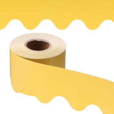 Imagem de PATIKIL Borda de quadro de avisos, pôster de 65,5 metros, quadro-negro, decoração de cortiça, bordas recortadas, decoração de parede para sala de aula e escritório, ouro claro