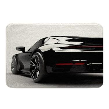 Imagem de Feelyou Tapetes de banheiro de carro de corrida pretos esportivos de corrida tapetes de banho para banheiro tapetes antiderrapantes tapetes de porta de microfibra macia ultra grossa para cozinha