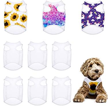 Imagem de 8 peças de camisa para cães em branco por sublimação, roupa para cães de transferência de calor, colete leve para filhotes com prensa de calor, roupas para cães respiráveis e frescas para uso em cães pequenos e médios (P)