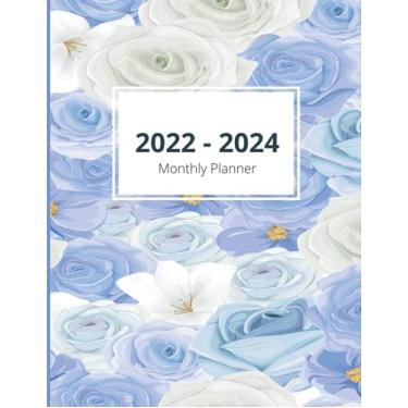 Imagem de 2022-2024 Monthly Planner: 3 Year Monthly Agenda 2022, 2023 ,2024 | 36 Month Calendar and Organizer with Logbook |Beautiful hand-drawing flowers | Watercolor Cover "8.5 x 11"