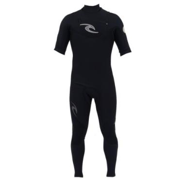 Imagem de Rip Curl E-Bomb 2/2 mm Peito Zíper Manga Curta Terno Completo, Médio Alto, Preto/Preto/Preto