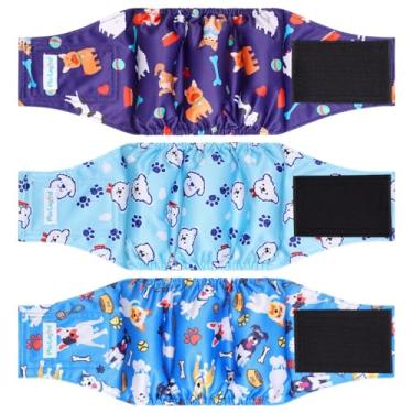 Imagem de Paw Legend Fraldas laváveis para cães machos, faixas de barriga para cães machos, fraldas reutilizáveis para filhotes e cachorros (pacote com 3, PP)