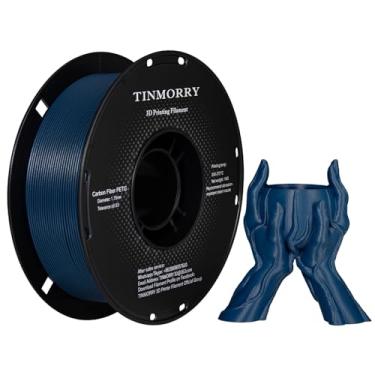 Imagem de TINMORRY Filamento petg de fibra de carbono 1.75mm, materiais de impressão 3d petg-cf para impressora 3d fdm, 1 kg 1 carretel, azul carbono