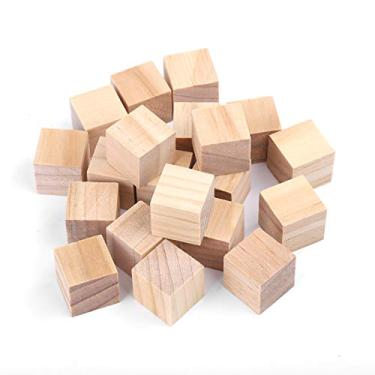 Imagem de Blocos Quadrados de Madeira Naturais DIY Craft Cubes Toy Home Decor para Crianças (20mm (20 peças))
