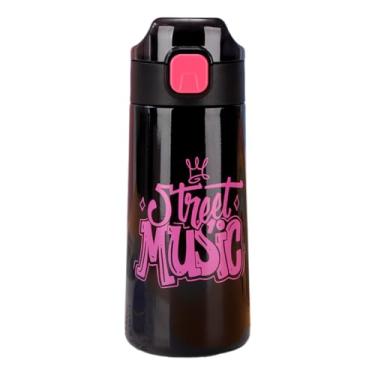 Imagem de Caneca de café com isolamento a vácuo de 500 ml com forro de aço inoxidável 316 de grau alimentício, boca larga, base antiderrapante de silicone e alça (rosa vermelha)