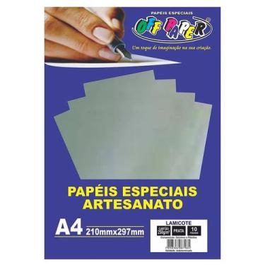 Imagem de Papel Lamicote A4 Especial Corte 10 Folhas 250g Off Paper,  Prata