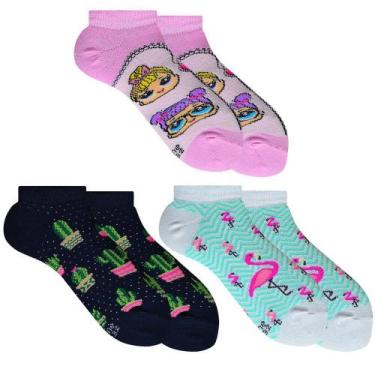 Imagem de Kit de Meia Sapatilha Infantil Doçura 3 Pares - Meias Sene