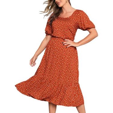 Imagem de Vestido Mid Estampado Manga Curta Tendência Premium - Docce Mulher, La