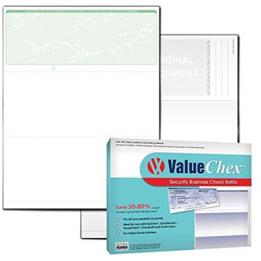 Imagem de VersaCheck ValueChex - 55 cheques de voucher de negócios em branco - verde claro - formulário nº 1000 de 55 folhas - Verifique no topo