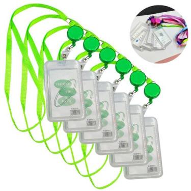 Imagem de Kit 6 Unidades Porta Crachá Cordão Colorido Com Roller Clips - Kit Por