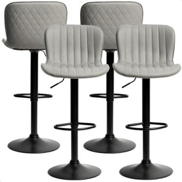 Imagem de Banqueta Giratória Alta Encosto Bancada Cozinha Bar Kit 04 prime.offic