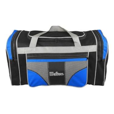 Imagem de Bolsa Mala De Viagem Grande 112l Alças De Mão E Ombro (Preto/Azul)