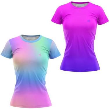 Imagem de Kit 2 Blusa Academia Feminina Fitness Camiseta Treino Dry Fit Camisa C