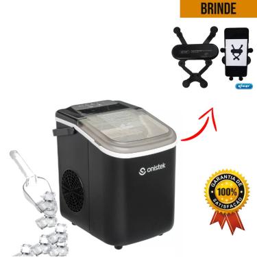 Imagem de Maquina De Gelo Em Cubos Portatil 12kg 1,3l Preto 220v + Suporte de Celular