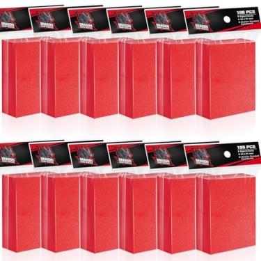 Imagem de 1200 peças de capas de cartão macias foscas para cartões padrão, toploader para capas de cartas colecionáveis, capas de cartão de plástico para beisebol, futebol, Mtg, cartões esportivos (vermelho 66