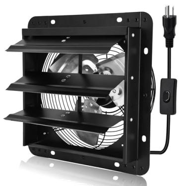 Imagem de Criditpid Exaustor de obturador de parede de 25,4 cm, exaustor de ventilação de parede preto para empena, casa, galpão, garagem, porão, cozinha, ventilação do sótão, 647 CFM, 1400 RPM.