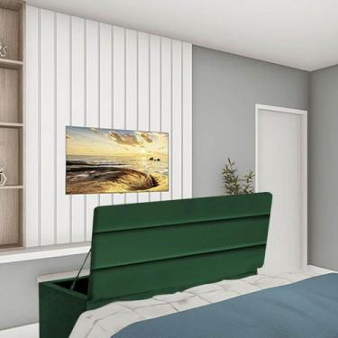 Imagem de Calçadeira Baú Recamier Estofada Cama King 190cm Argentina Suede Verde