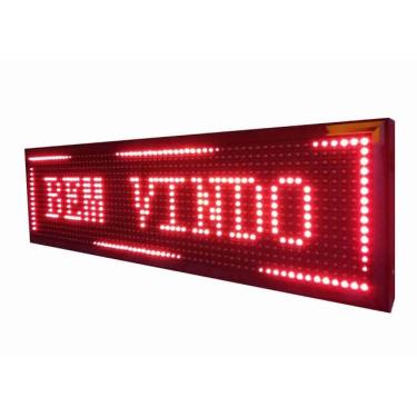 Imagem de Painel LED Vermelho Letreiro Luminoso Digital 130x20 Alto Brilho USB