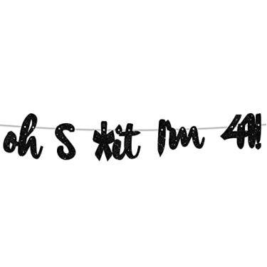 Imagem de Oh I'm 41! Banner Backdrop Glitter Black Hallo Forty One Cheers to 41 Years Old Theme Decor for Man Woman Happy 41st Birthday Party Photo Studio Prop Kit Bandeiras Decorações Favores Suprimentos