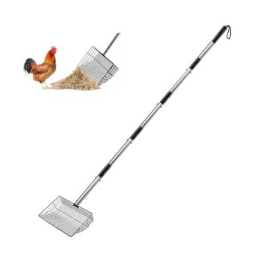 Imagem de Colher de cocô de galinha resistente de 25 cm, pá ajustável 5 em 1 (92 cm a 177 cm de comprimento), pá de areia para galinheiro/barraca de cabra/limpeza estável