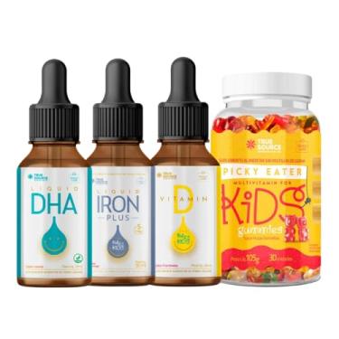 Imagem de Kit Infantil Dha + Iron Plus + Vitamina D + Multivitamínico Kids - True Source